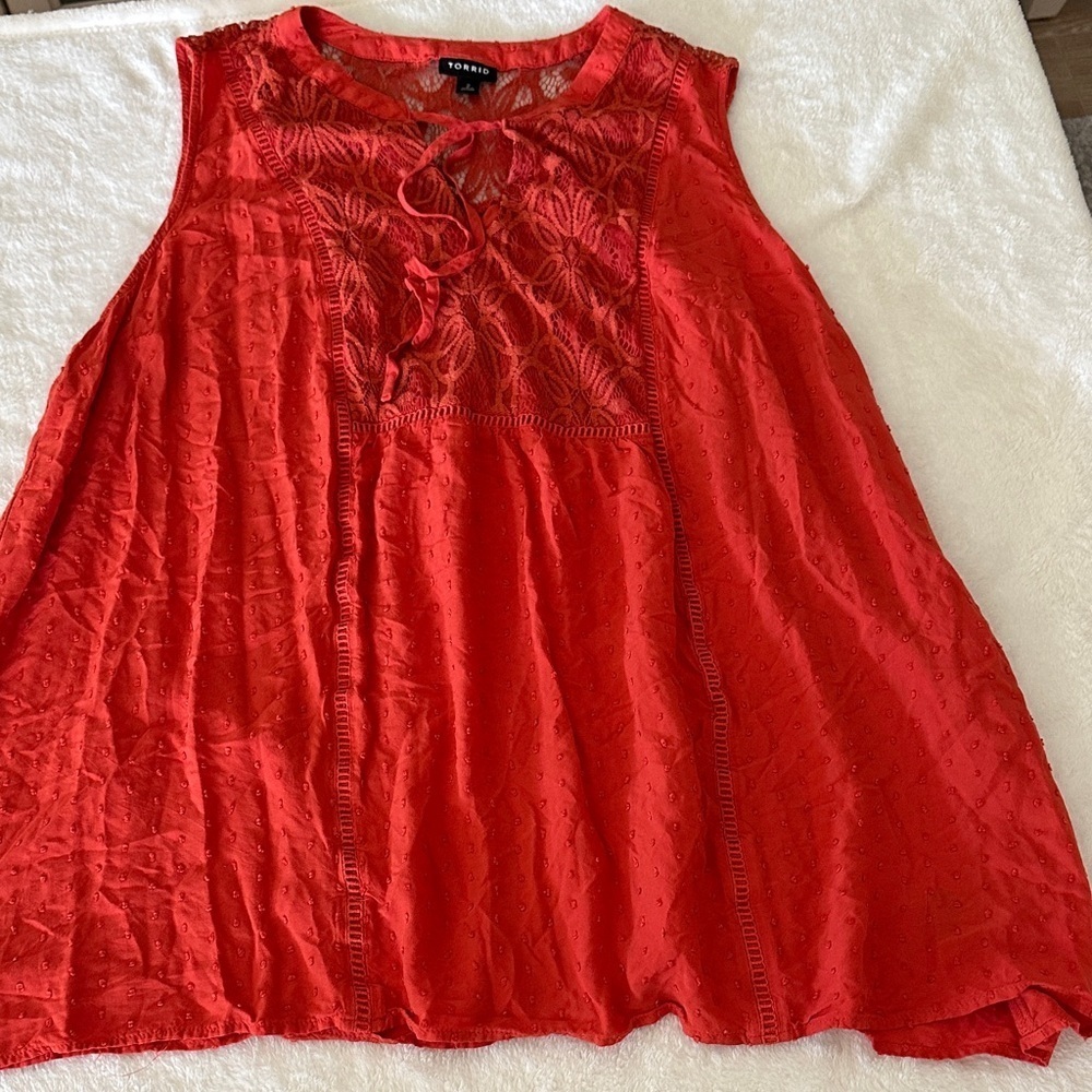 Torrid Orange Lace Detail Blouse